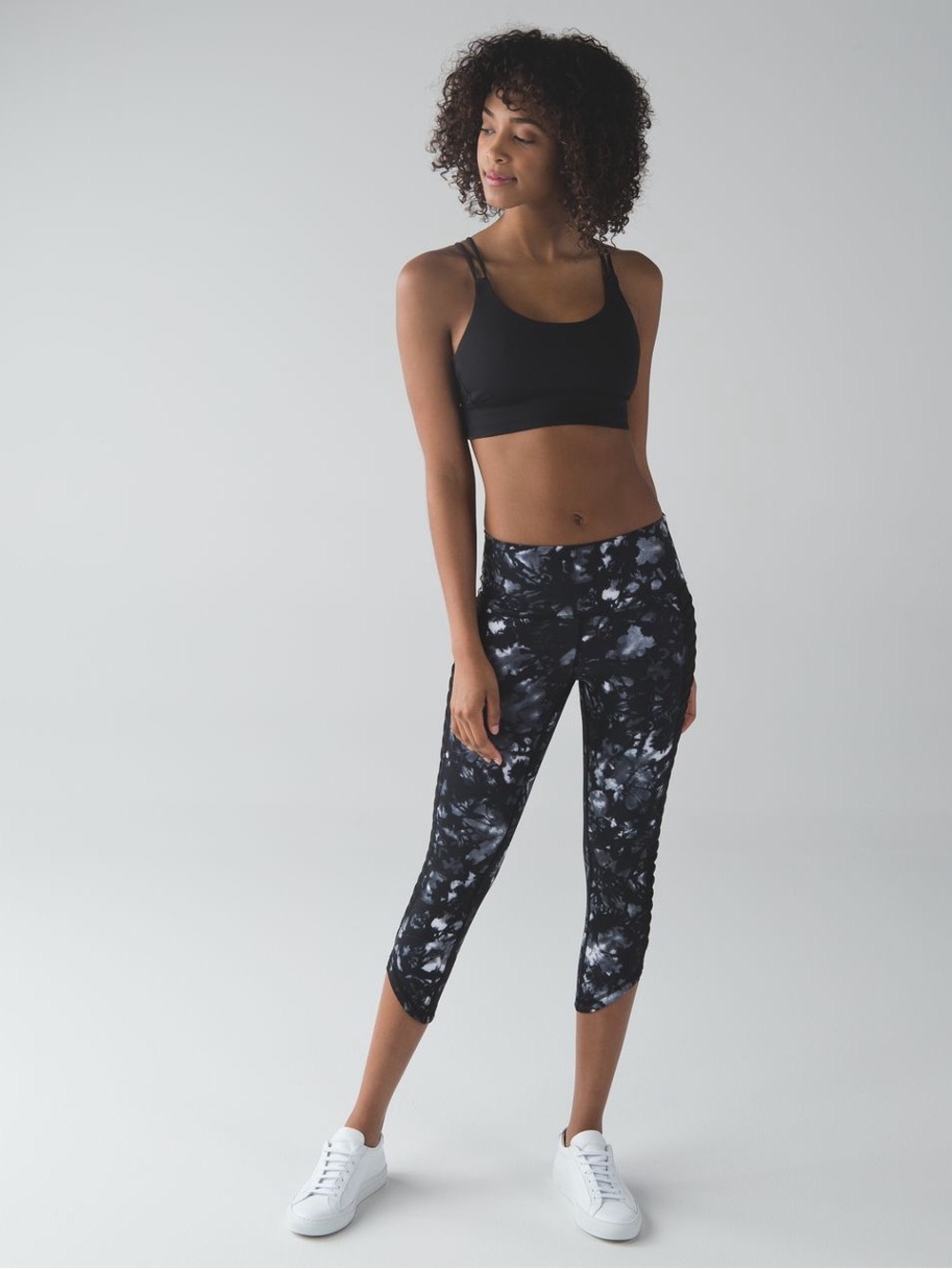lululemon athletica Black & White Tie-Dye Capri Leggings 1178